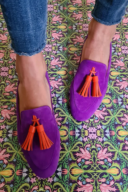 Paarse Loafers met Kwastjes