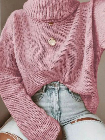 Pull en maille à col montant