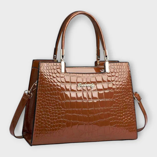 Bella – Glänzende Handtasche mit Krokodilmuster