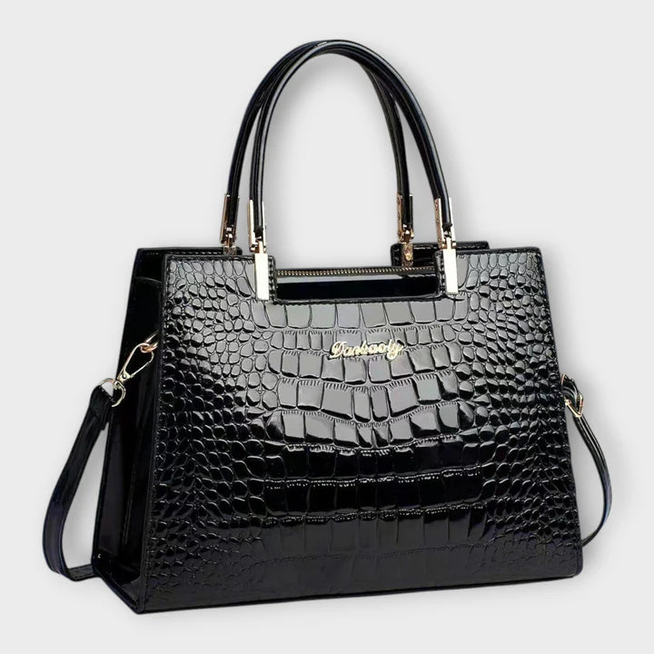 Bella – Glänzende Handtasche mit Krokodilmuster