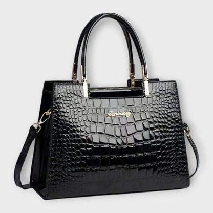 Bella – Glänzende Handtasche mit Krokodilmuster