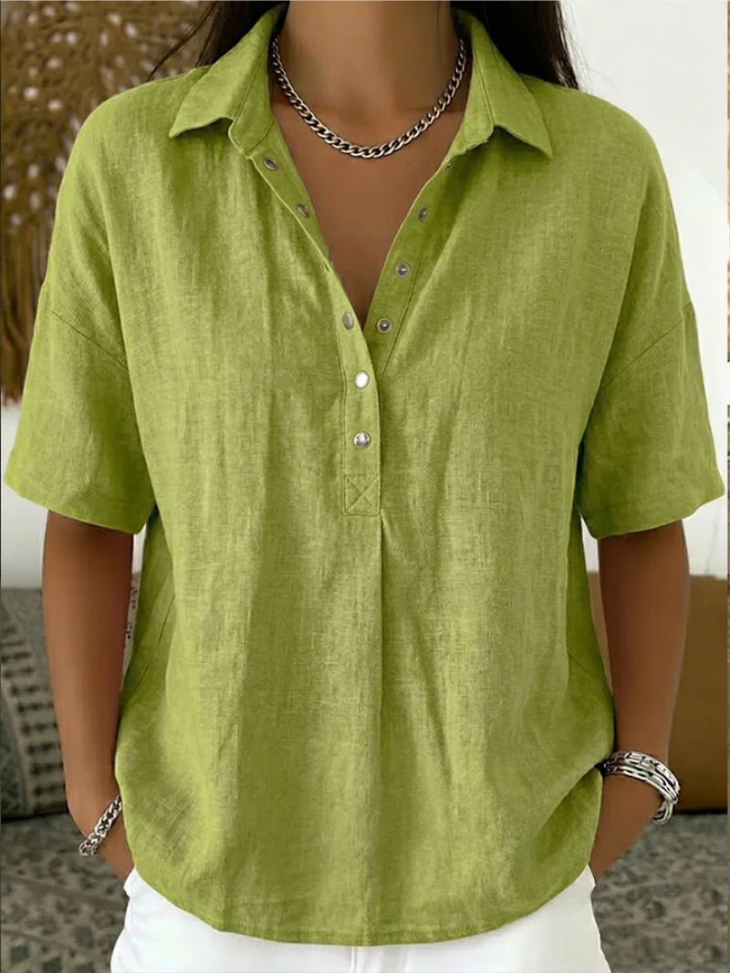 Sara | Blouse met kraag en knoopdetail