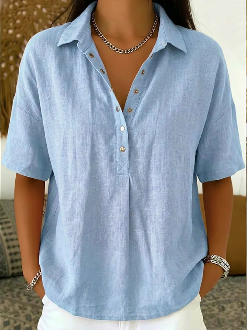Sara | Blouse met kraag en knoopdetail