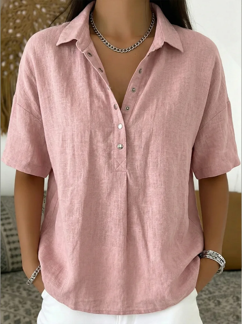 Sara | Blouse met kraag en knoopdetail