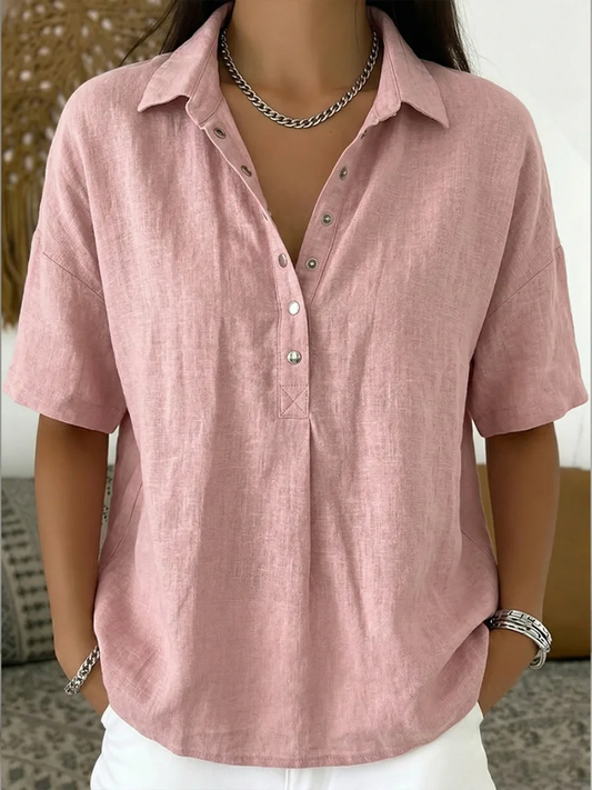 Sara | Blouse met kraag en knoopdetail