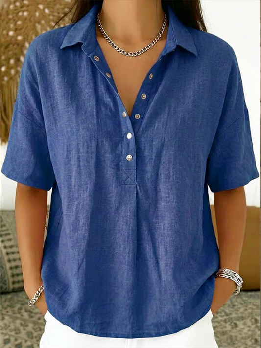 Sara | Blouse met kraag en knoopdetail