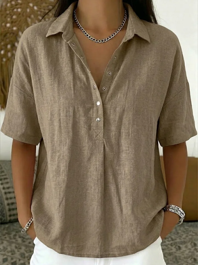Sara | Blouse met kraag en knoopdetail