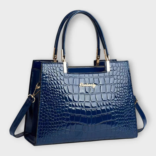 Bella – Glänzende Handtasche mit Krokodilmuster