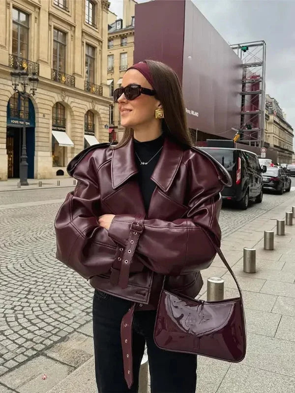 LINA | Stilvolle Leder-Herbstjacke