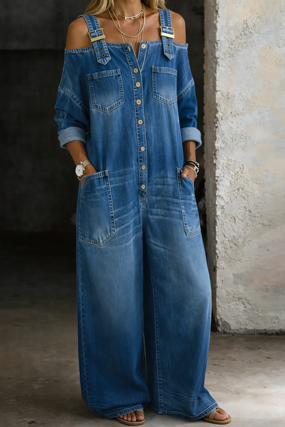 Sophia | Robe en jean épaules dénudées