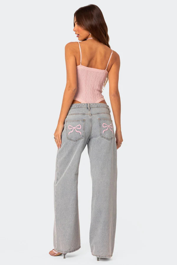 Emma Bow Tie Jeans – Oversized Jeans mit Schleifen