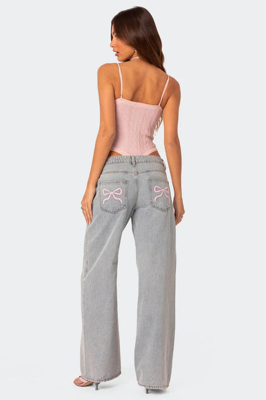 Emma Bow Tie Jeans – Oversized Jeans mit Schleifen