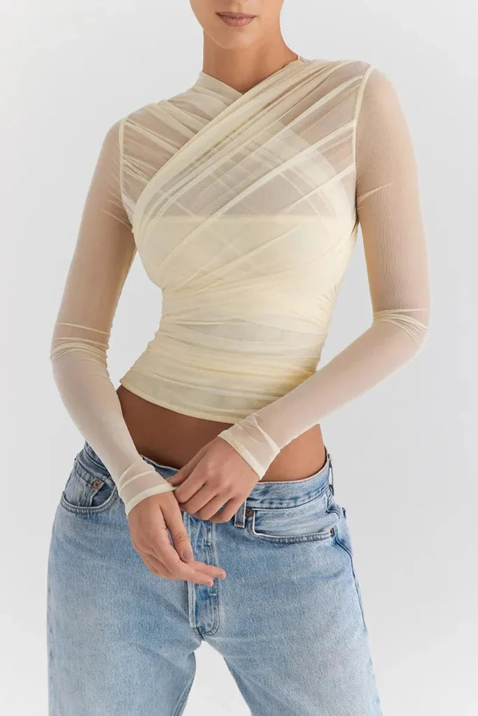 Valentina - Crop top sexy à manches longues