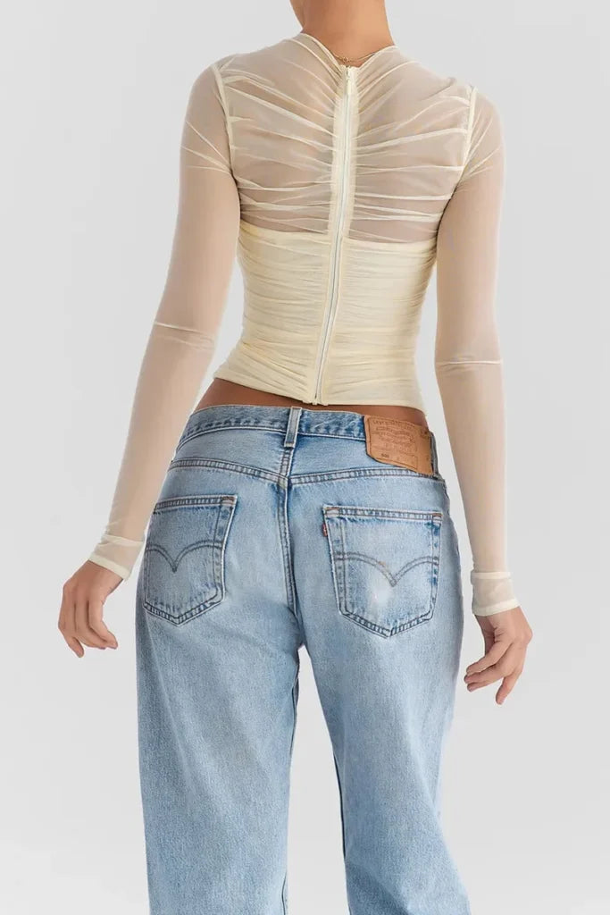 Valentina - Crop top sexy à manches longues