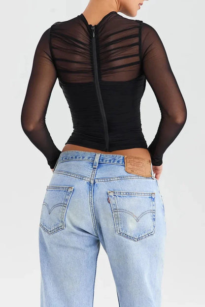 Valentina - Crop top sexy à manches longues