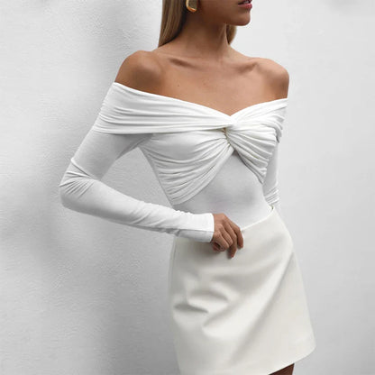 Baumwoll-Off-Shoulder-Oberteil