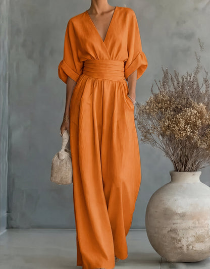 Daniella | Elegante jumpsuit met V-hals en wijde pijpen