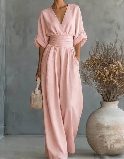 Daniella | Elegante jumpsuit met V-hals en wijde pijpen
