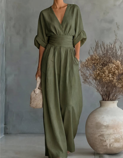 Daniella | Elegante jumpsuit met V-hals en wijde pijpen