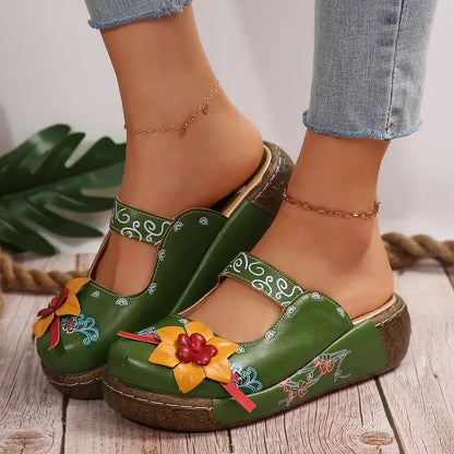 Ellie | Handgemaakte bohemien bloemenslippers