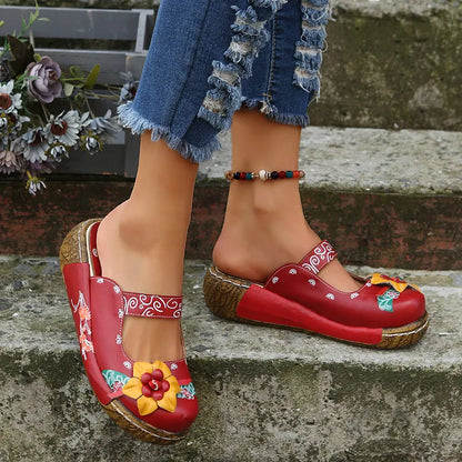 Ellie | Handgemaakte bohemien bloemenslippers