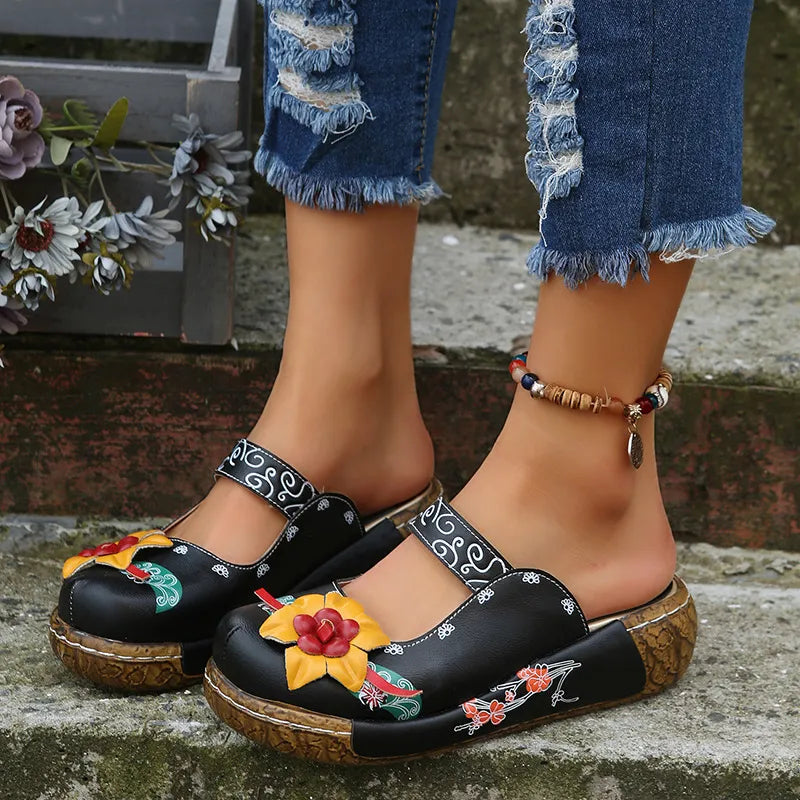Ellie | Handgemaakte bohemien bloemenslippers