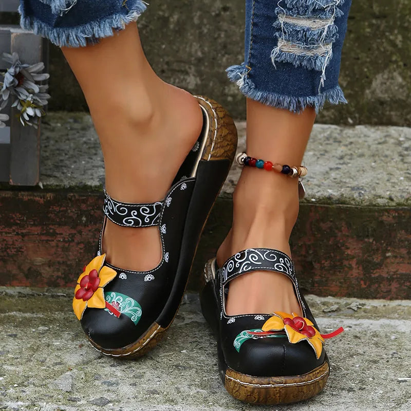 Ellie | Handgemaakte bohemien bloemenslippers