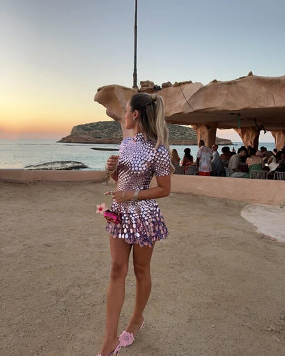 Frankie | Robe courte à col montant