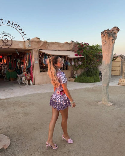 Frankie | Robe courte à col montant