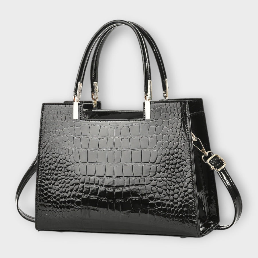 Bella – Glänzende Handtasche mit Krokodilmuster