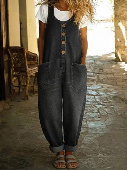 Valentina - Overall van vintage gewassen katoenen denim