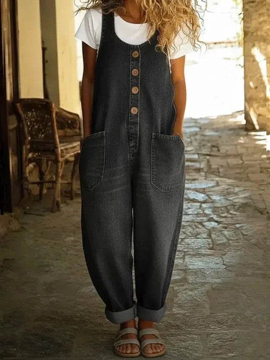Valentina - Overall van vintage gewassen katoenen denim