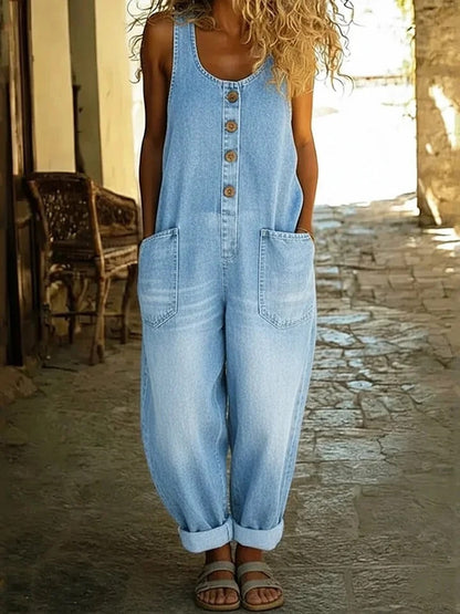 Valentina - Overall van vintage gewassen katoenen denim
