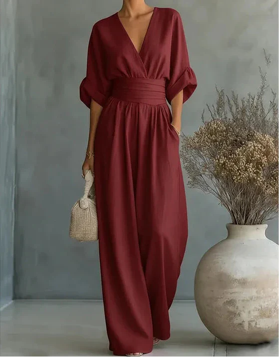 Daniella | Elegante jumpsuit met V-hals en wijde pijpen