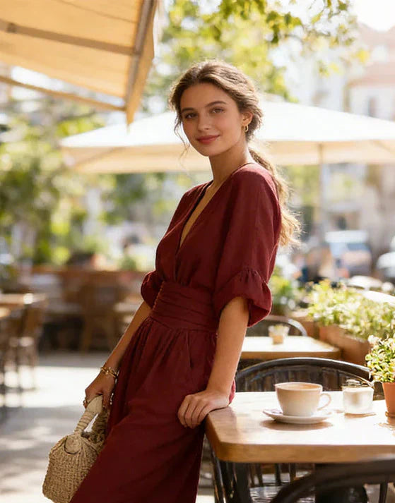 Daniella | Elegante jumpsuit met V-hals en wijde pijpen