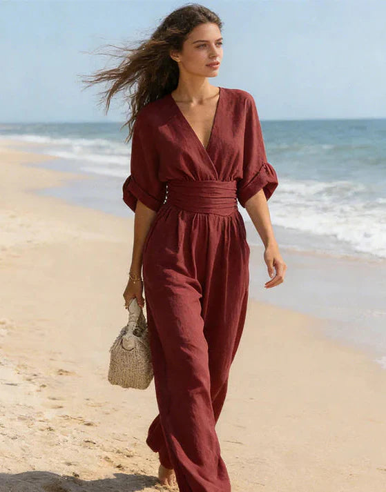 Daniella | Elegante jumpsuit met V-hals en wijde pijpen
