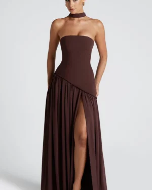 Splicing Off-Shoulder Split Maxi Dress