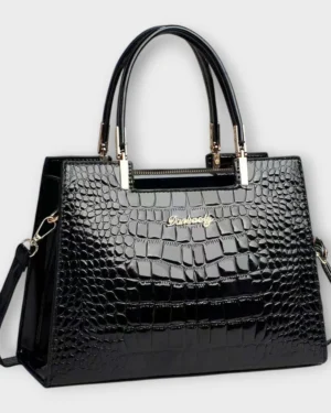 Vivi – Glanzende handtas met krokodillenpatroon