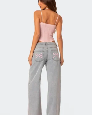 Emma Bow Tie Jeans - Oversized Jeans met strikjes