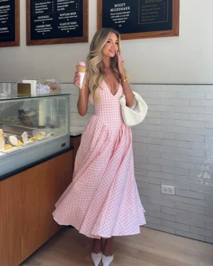 Romina | Plaid Print Midi Dress