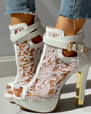 Elviera Lace Mesh Heels