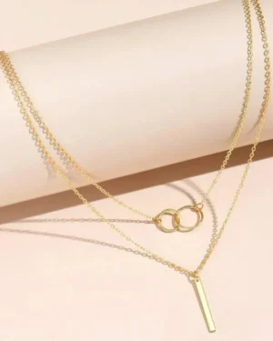 Retro gouden halsketting met dubbele cirkel hanger