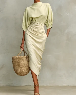 Collar Mid-sleeve one-step Skirt