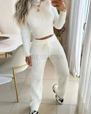 Chanel Style Slim Fit Comfortable Knitted Sweater Set